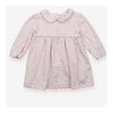Dress LS pink small stars silver edging