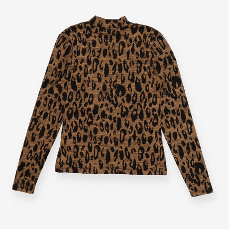 High neck Jacquard Top with Leopard Prints