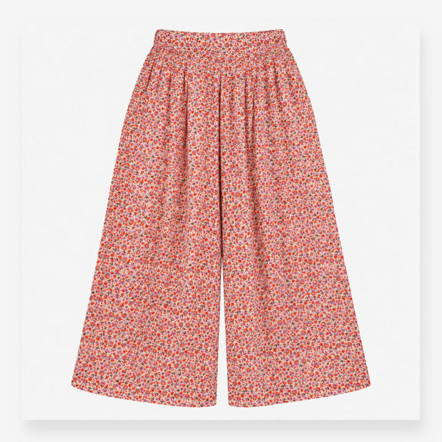 Wide Leg Trousers Floral Print Pleated High Waist
