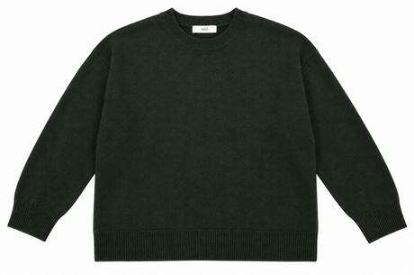 Jumper Khaki Wool Blend Ribbed Trim Crew Neck