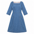 Dress Morrab Blue Denim Cotton Stretch Square Neck