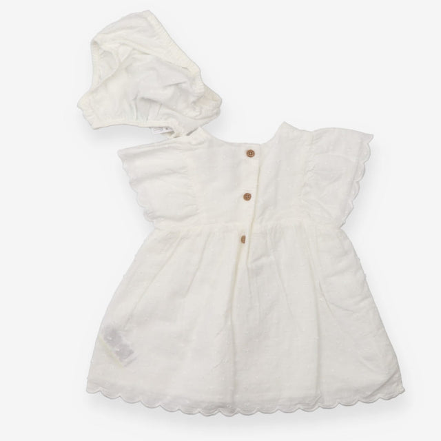 Dress Cream with Brown buttons and Bloomers