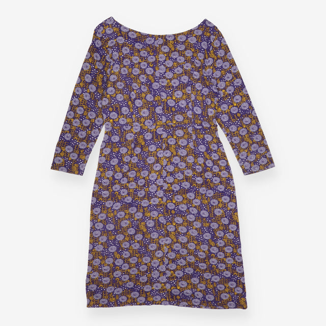 Jersey Dress Purple Floral Long Sleeve Stretch