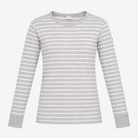Long Sleeve Top Grey White Stripe Organic Cotton