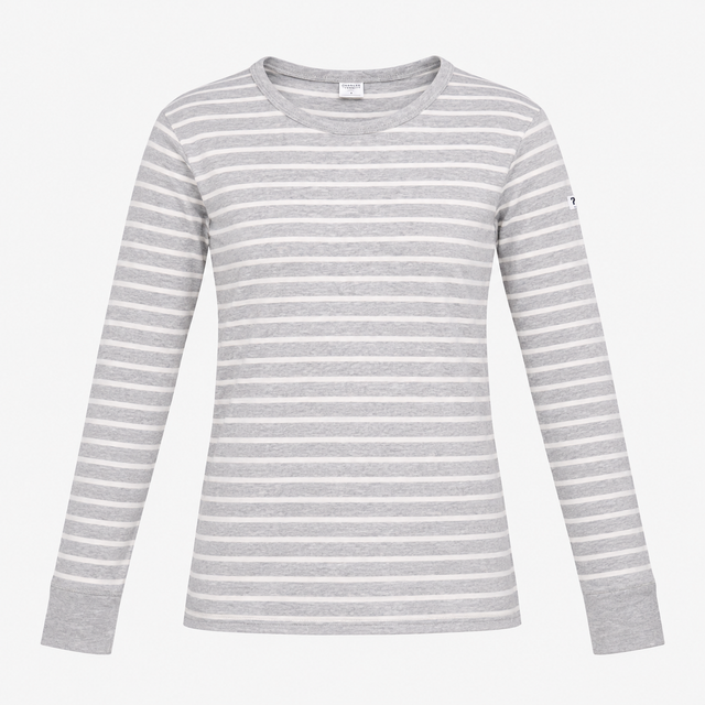 Long Sleeve Top Grey White Stripe Organic Cotton