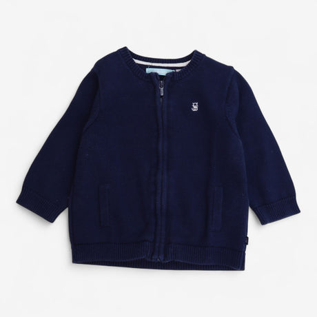 Cardigan Navy Knit Zip Up