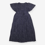 Nursing Dress Navy White Spot Floaty Sleeve Midi