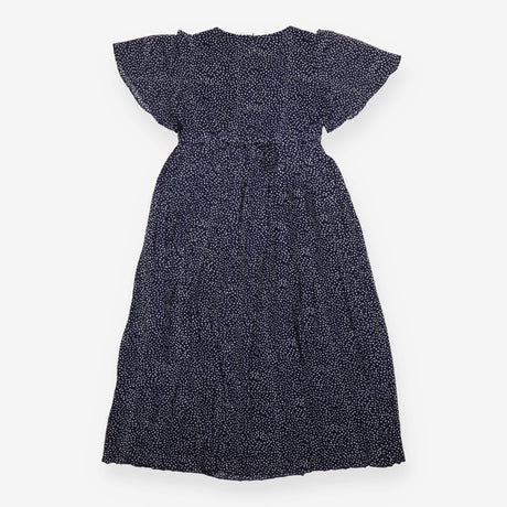 Nursing Dress Navy White Spot Floaty Sleeve Midi