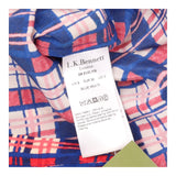 Dress 100% Silk Plaid Shirt Belted Midi Blue Pink
