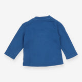 Tee long Sleeve Blue Plain Button on Shoulder