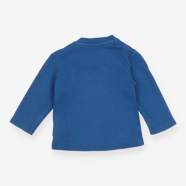 Tee long Sleeve Blue Plain Button on Shoulder