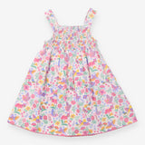 Dress Sleeveless White Birds, Bees, Butterfly Flor