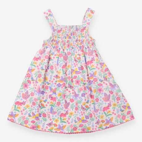 Dress Sleeveless White Birds, Bees, Butterfly Flor