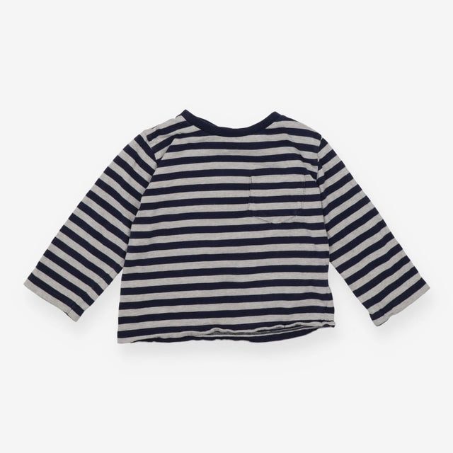Tee LS blue grey stripe
