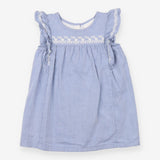 Dress Chambray Blue with White Floral Applique
