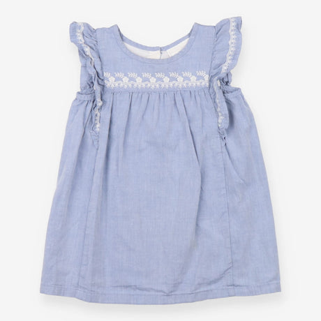 Dress Chambray Blue with White Floral Applique
