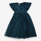Dress green sequin top net sparkle skirt