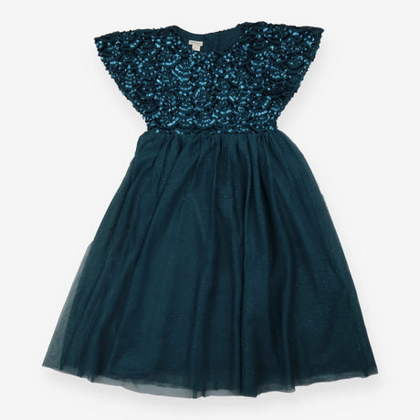 Dress green sequin top net sparkle skirt