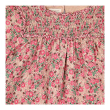 Dress LS pink smocked floral smaller flower to hem