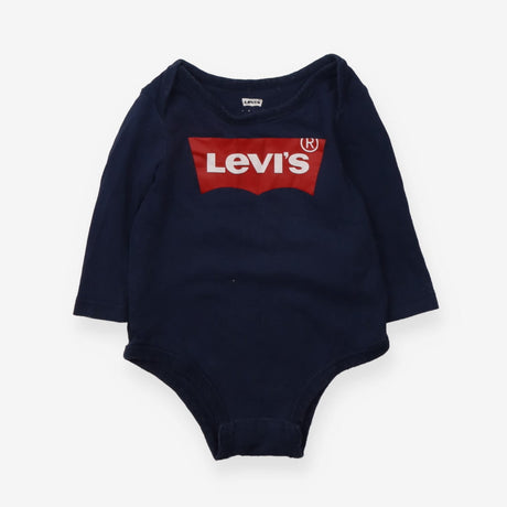 Tee LS bodysuit navy Levi logo envelope neck