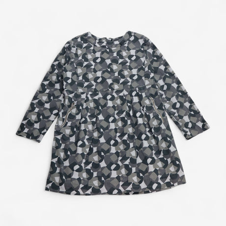 Dress Woven Grey Geo Print