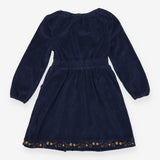 Dress navy blue velour gold stars 