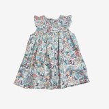 White needlecord dress with rabbits and flowers