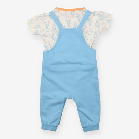 Dungaree & Tee Outfit Blue 'Sea You Later'