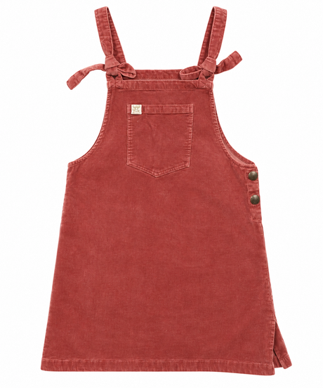 Dusty Pink Corduroy Tie Strap Pinafore Dress