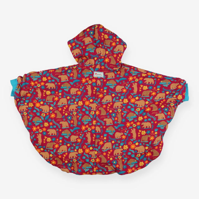 Jacket poncho pink bears fur lining