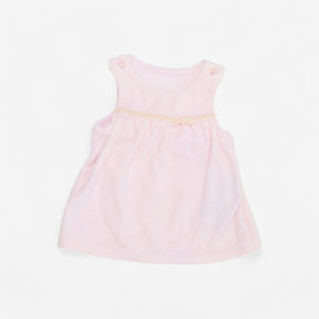 Pink velour dress with bow