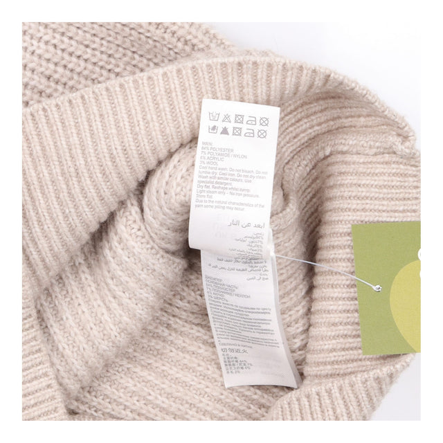 Oatmeal Beige Chunky Rib High Neck Knitted Tank To