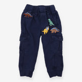 Navy cargo joggers with dinos and pocket pal