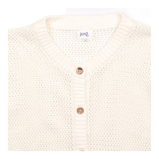 Cardigan Open Stitch White Button Down