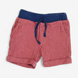 Red ticking stripe pull on shorts