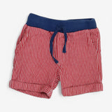 Red ticking stripe pull on shorts