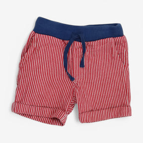 Red ticking stripe pull on shorts