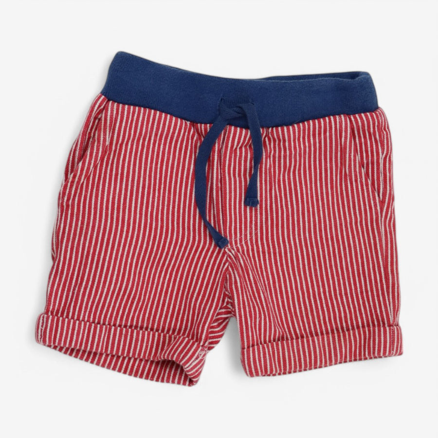 Red ticking stripe pull on shorts
