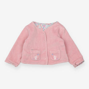 Cardigans pink bunny ditsy reversible velour