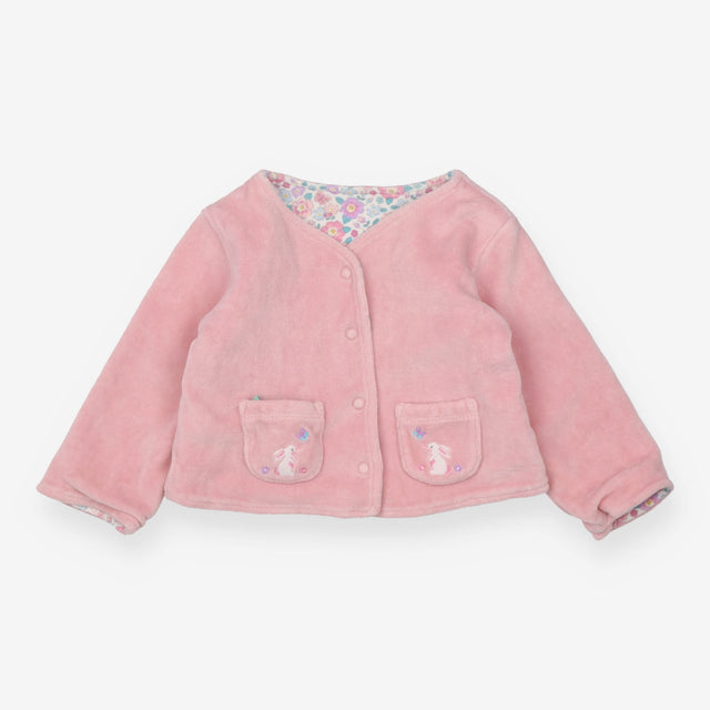 Cardigans pink bunny ditsy reversible velour