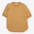 Dijon Yellow Cotton Crew Neck Top Elbow Sleeves