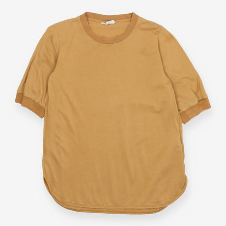 Dijon Yellow Cotton Crew Neck Top Elbow Sleeves