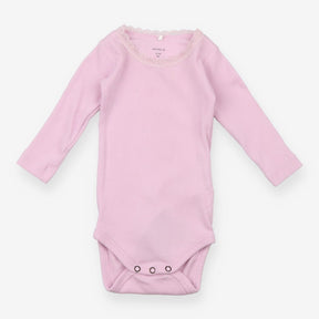 Pink Lace Neck Bodysuit