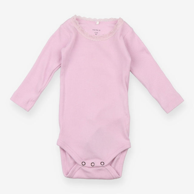 Pink Lace Neck Bodysuit