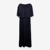 Navy Maxi Jersey Dress with asymmetric apron overl