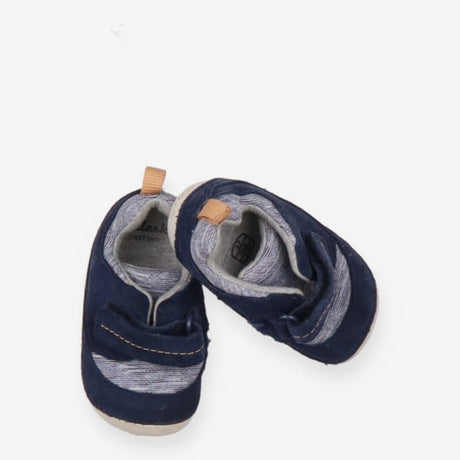 Blue & Grey Suede First Walkers with brown stitchi