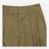 Trousers Khaki Cotton Pleated