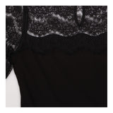 Top Black Lace Panel Short Sleeve Round Neck