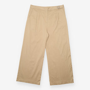 Wide Leg Trousers Tan Pleat Front Lyocell Blend