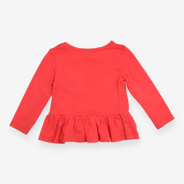 Tee LS pink dalmations frill hem